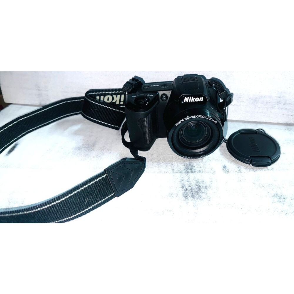 Nikon COOLPIX L105 Black Bridge Digital Camera With Strap And Cap